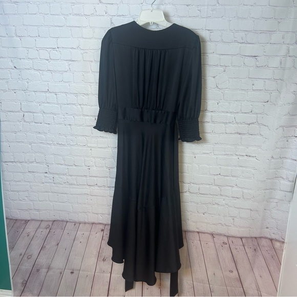 BA&SH Game Wrap Dress Noir Asymmetric Whimsigoth Midi size XS Dark romance emo - Picture 4 of 9